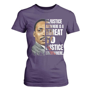 Martin Luther King Jr. T Shirt For Women Civil Rights Injustice Anywhere Is a Threat To Justice Everywhere TS10 Purple Print Your Wear