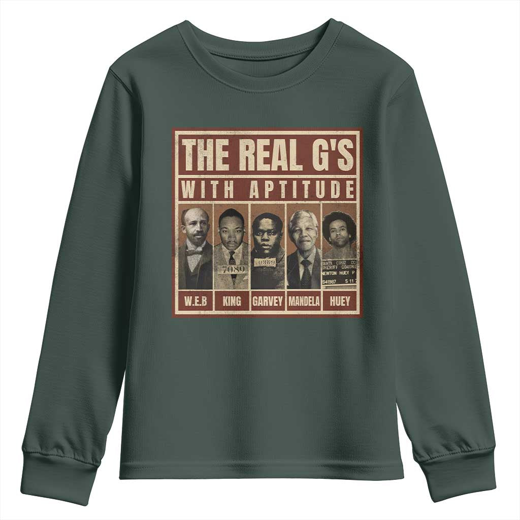 Black History Month Youth Sweatshirt The Real G's Black Leaders TS10 Dark Forest Green Print Your Wear