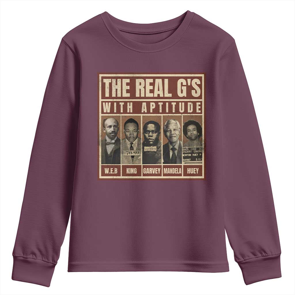 Black History Month Youth Sweatshirt The Real G's Black Leaders TS10 Maroon Print Your Wear