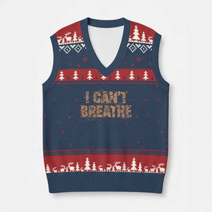 I Cant Breathe Protest V-Neck Knit Sweater Vest TS10 Navy Red Print Your Wear