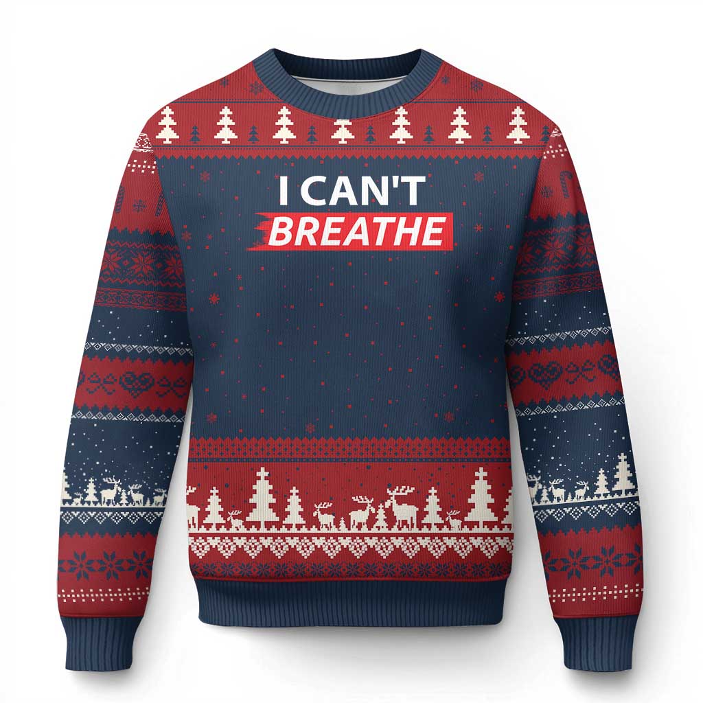 I Cant Breathe Ugly Christmas Sweater Protest Civil Right TS10 Navy Red Print Your Wear