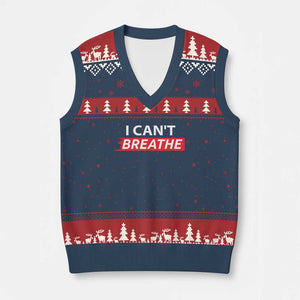 I Cant Breathe V-Neck Knit Sweater Vest Protest Civil Right TS10 Navy Red Print Your Wear