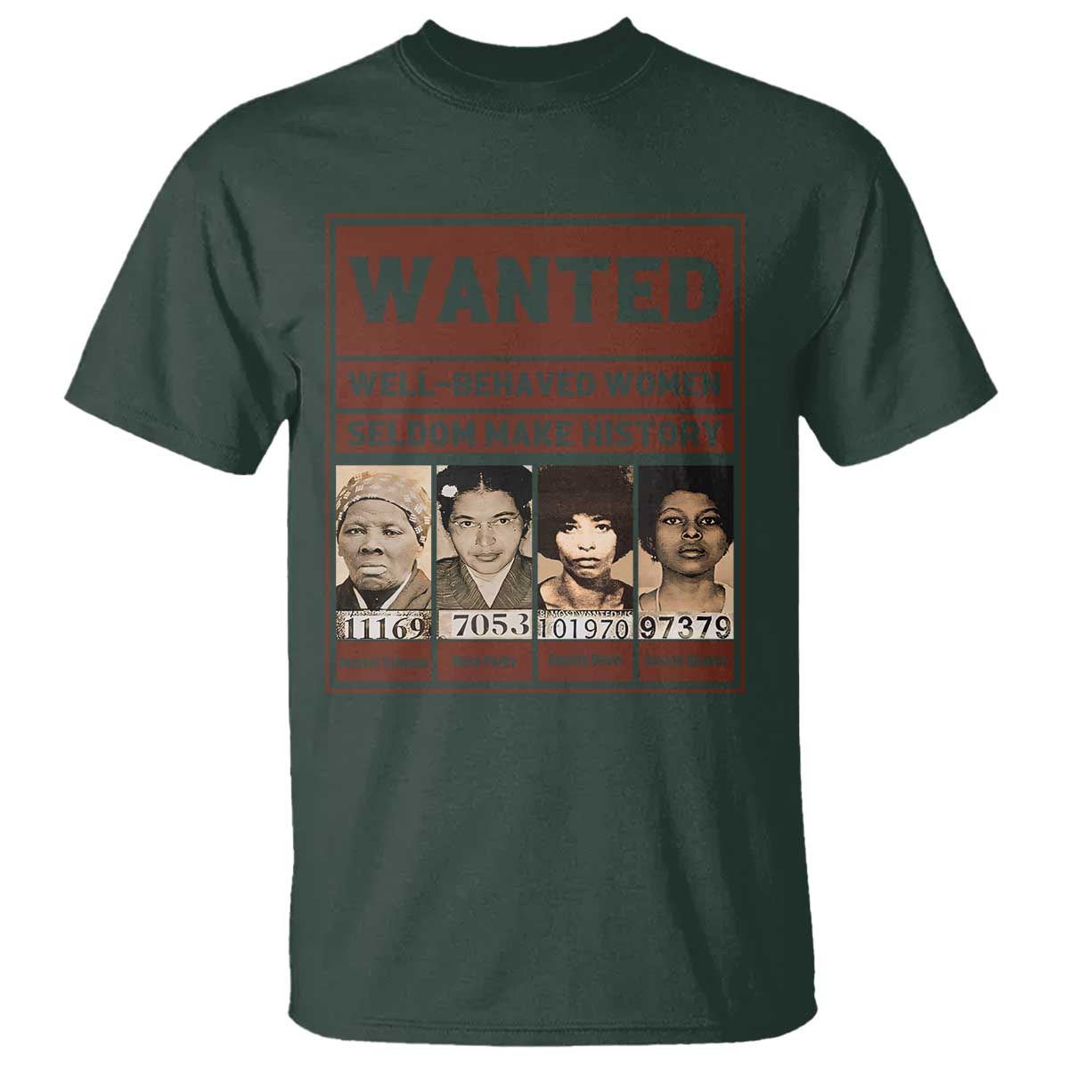 Black Female Empowerment T Shirt Wanted Well Behaved Women Seldom Make History TS10 Dark Forest Green Print Your Wear