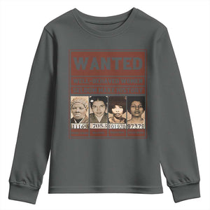 Black Female Empowerment Youth Sweatshirt Wanted Well Behaved Women Seldom Make History TS10 Dark Heather Print Your Wear