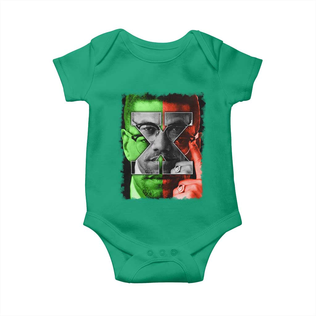 Malcolm X Baby Onesie Black History Month TS10 Irish Green Print Your Wear
