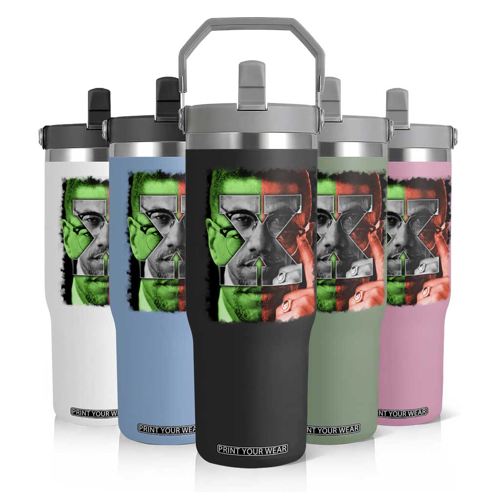 Malcolm X Flip Straw Tumbler Black History Month TS10 Print Your Wear