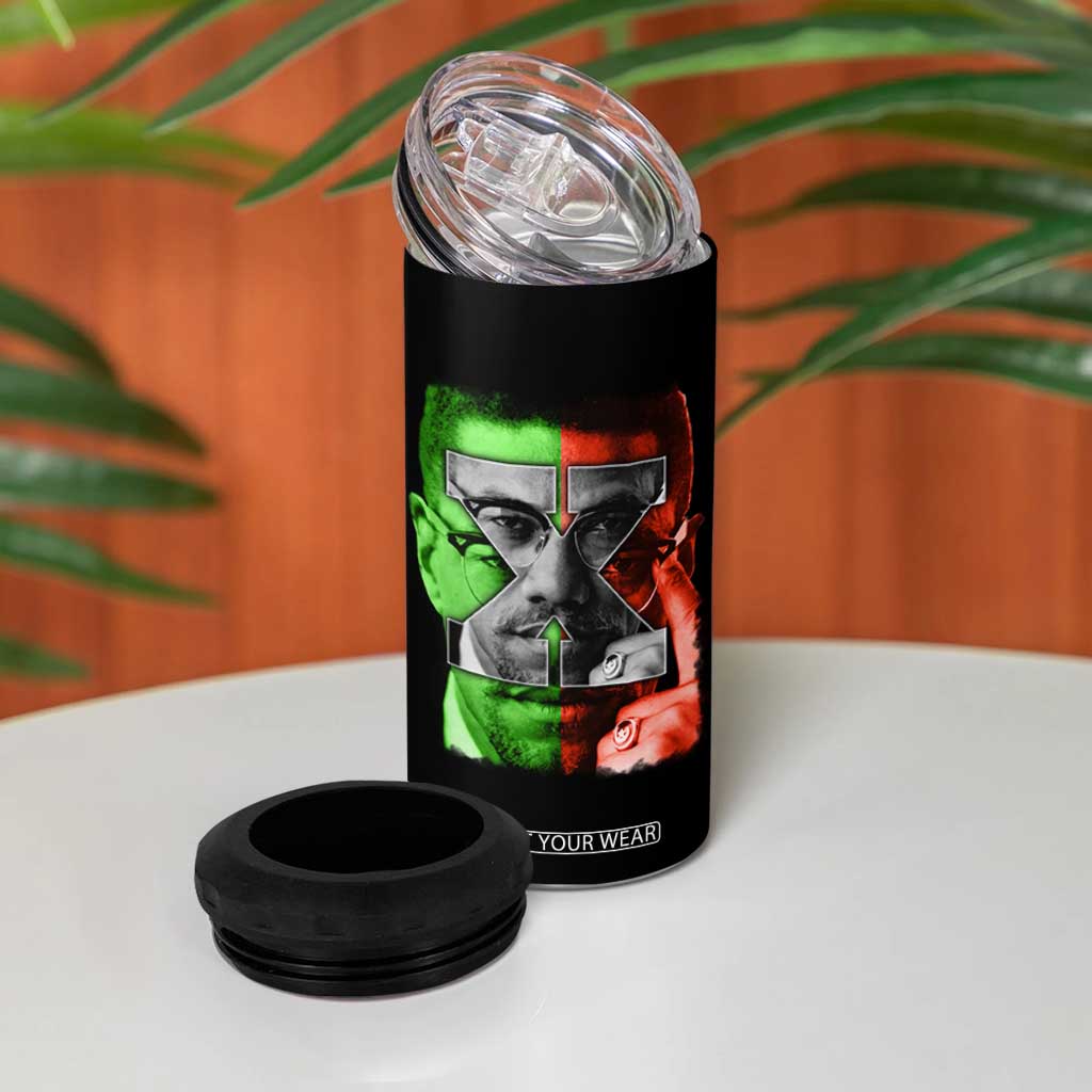 Malcolm X 4 in 1 Can Cooler Tumbler Black History Month TS10 Print Your Wear