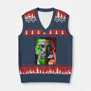 Malcolm X V-Neck Knit Sweater Vest Black History Month TS10 Navy Red Print Your Wear