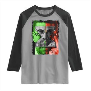 Malcolm X Raglan Shirt Black History Month TS10 Sport Gray Black Print Your Wear