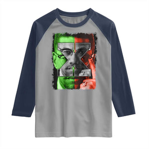 Malcolm X Raglan Shirt Black History Month TS10 Sport Gray Navy Print Your Wear