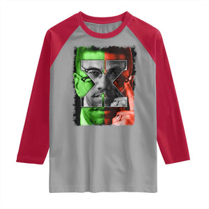 Malcolm X Raglan Shirt Black History Month TS10 Sport Gray Red Print Your Wear