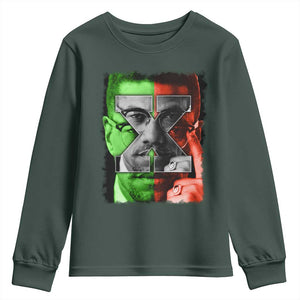Malcolm X Youth Sweatshirt Black History Month TS10 Dark Forest Green Print Your Wear