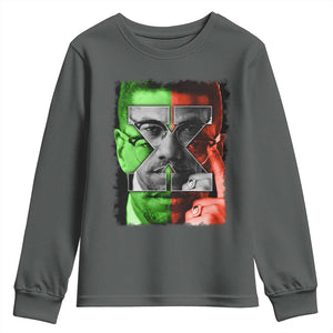 Malcolm X Youth Sweatshirt Black History Month TS10 Dark Heather Print Your Wear