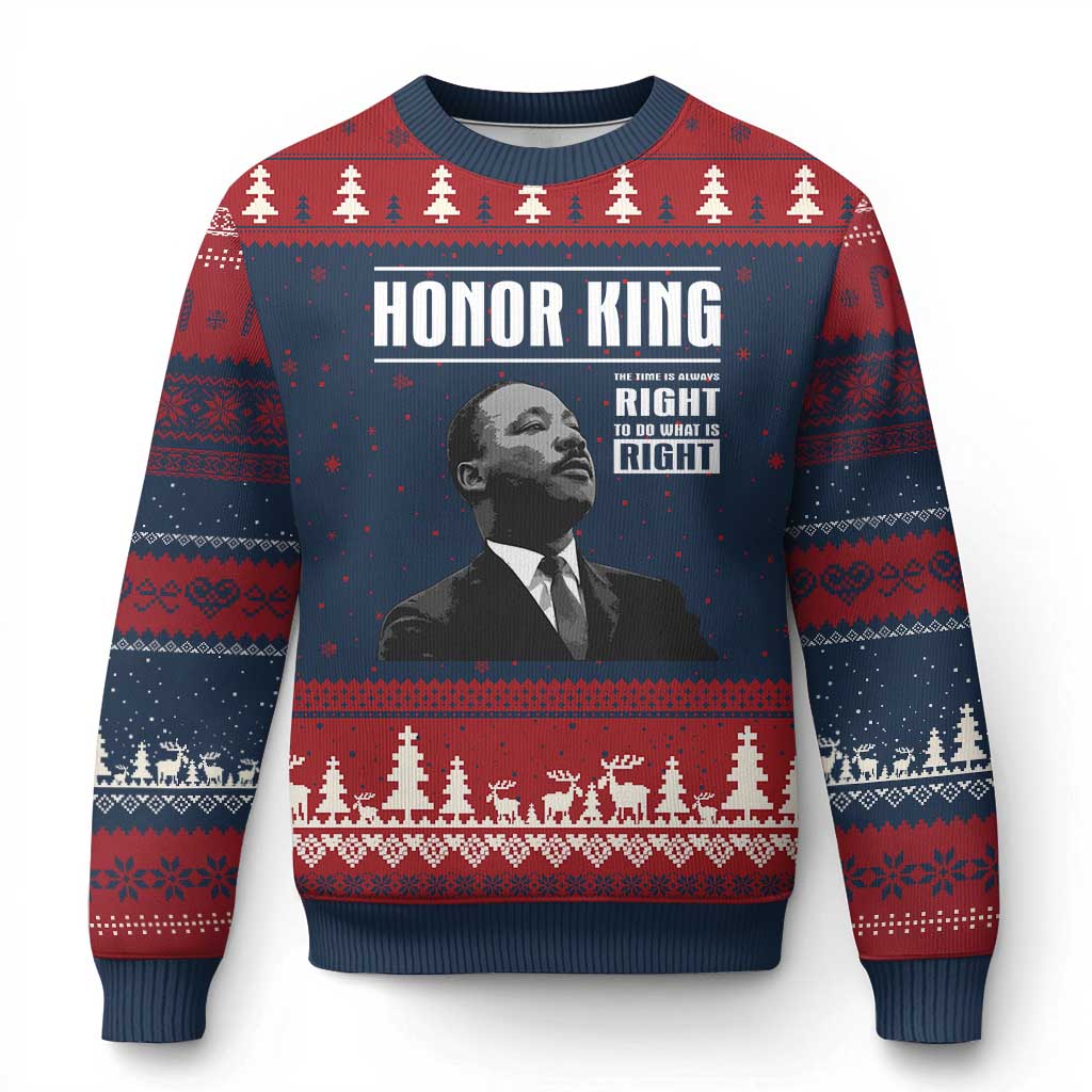 Martin Luther King Ugly Christmas Sweater The Time Is Always Right To Do What Is Right TS10 Navy Red Print Your Wear