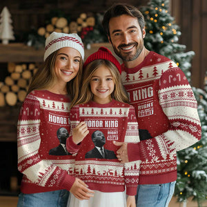 Martin Luther King Ugly Christmas Sweater The Time Is Always Right To Do What Is Right TS10 Red Beige Print Your Wear