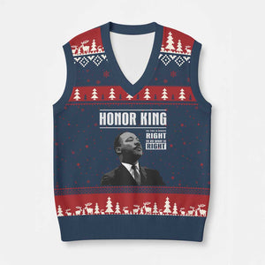 Martin Luther King V-Neck Knit Sweater Vest The Time Is Always Right To Do What Is Right TS10 Navy Red Print Your Wear