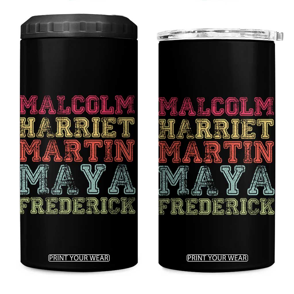 Black History Month 4 in 1 Can Cooler Tumbler Malcolm Harriet Martin Maya Frederick Civil Right Leaders TS10 One Size: 16 oz Black Print Your Wear