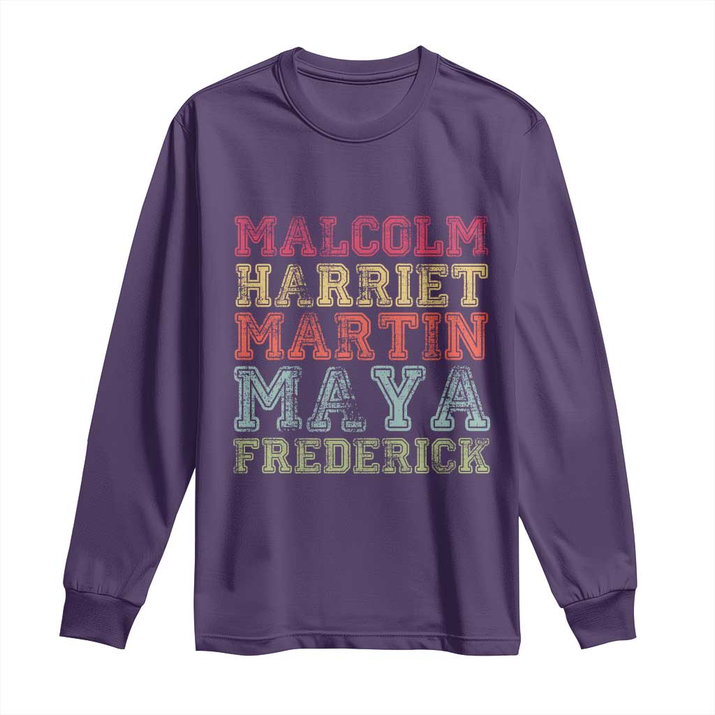 Black History Month Long Sleeve Shirt Malcolm Harriet Martin Maya Frederick Civil Right Leaders TS10 Purple Print Your Wear