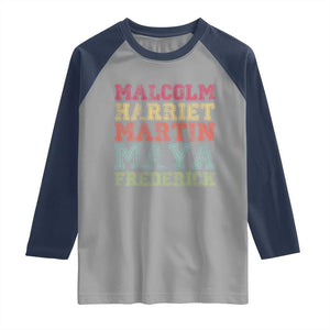Black History Month Raglan Shirt Malcolm Harriet Martin Maya Frederick Civil Right Leaders TS10 Sport Gray Navy Print Your Wear