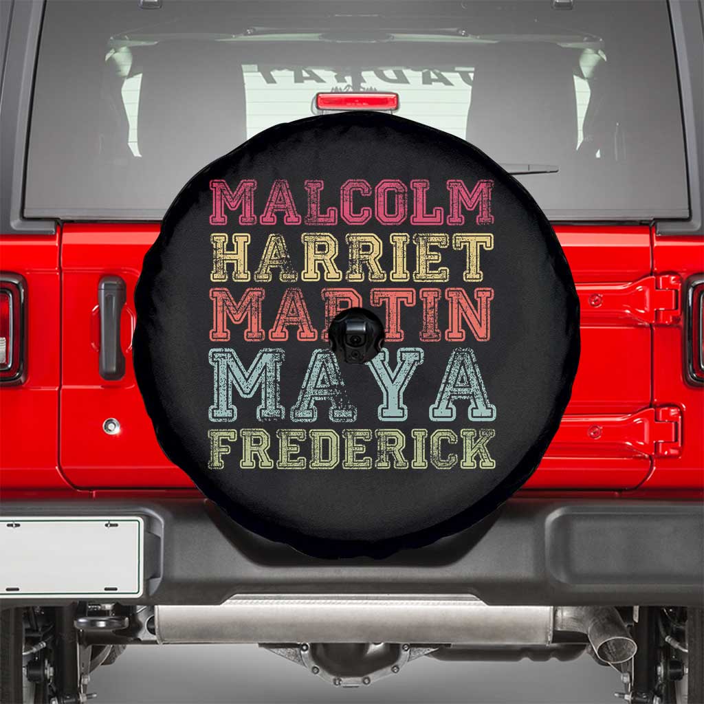 Black History Month Spare Tire Cover Malcolm Harriet Martin Maya Frederick Civil Right Leaders TS10 Black Print Your Wear