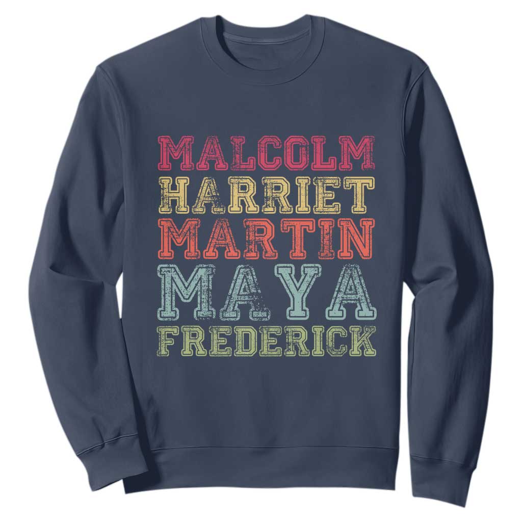 Black History Month Sweatshirt Malcolm Harriet Martin Maya Frederick Civil Right Leaders TS10 Navy Print Your Wear