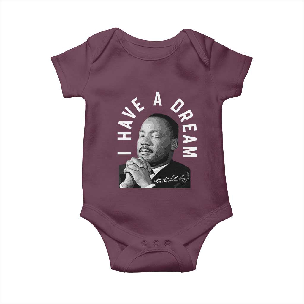 Martin Luther King Jr. Baby Onesie I Have A Dream Black History Month MLK Day TS10 Maroon Print Your Wear