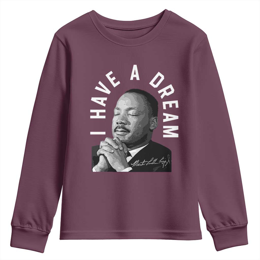 Martin Luther King Jr. Youth Sweatshirt I Have A Dream Black History Month MLK Day TS10 Maroon Print Your Wear