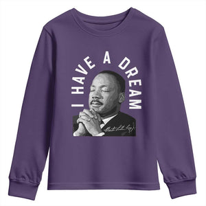 Martin Luther King Jr. Youth Sweatshirt I Have A Dream Black History Month MLK Day TS10 Purple Print Your Wear
