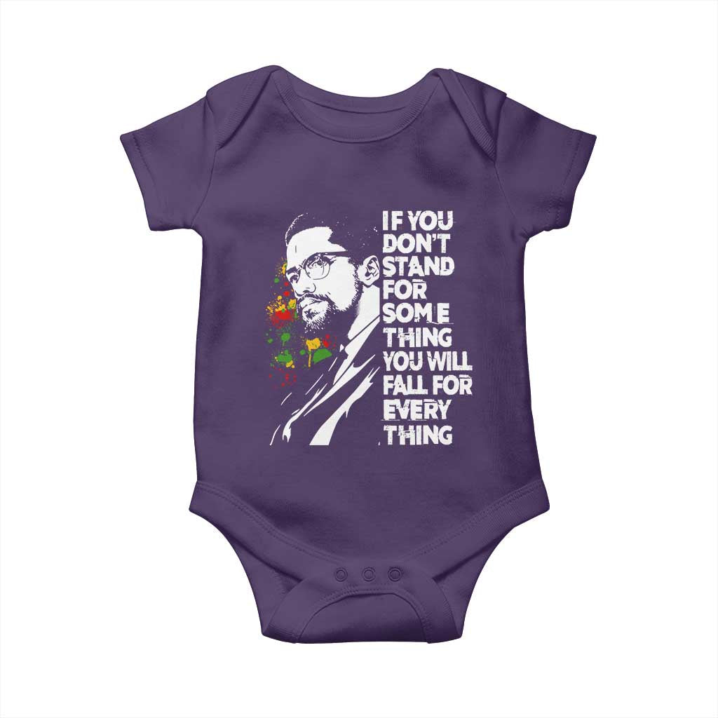 Malcolm X Inspirational Baby Onesie If You Dont Stand For Something You Will Fall For Anything TS10 Purple Print Your Wear