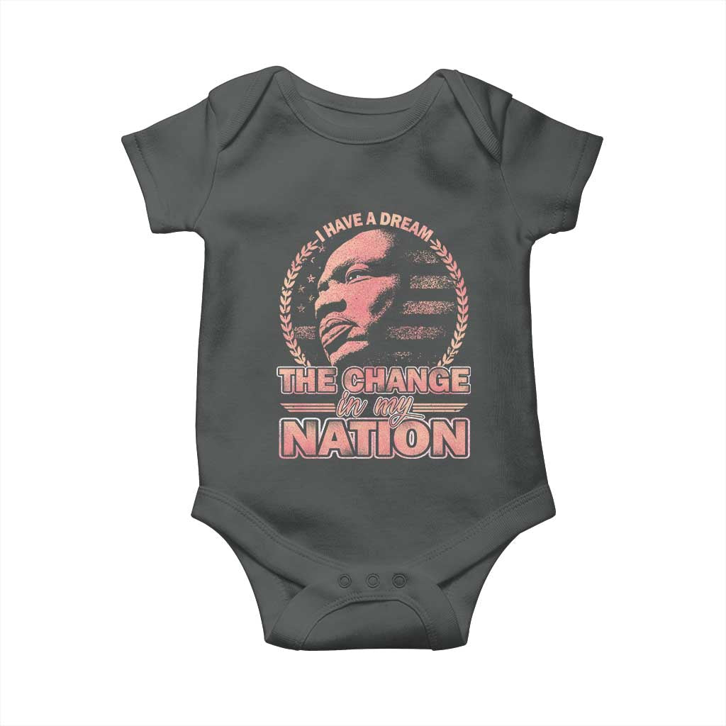 Martin Luther King Baby Onesie Retro Black History Month Civil Rights TS10 Dark Heather Print Your Wear
