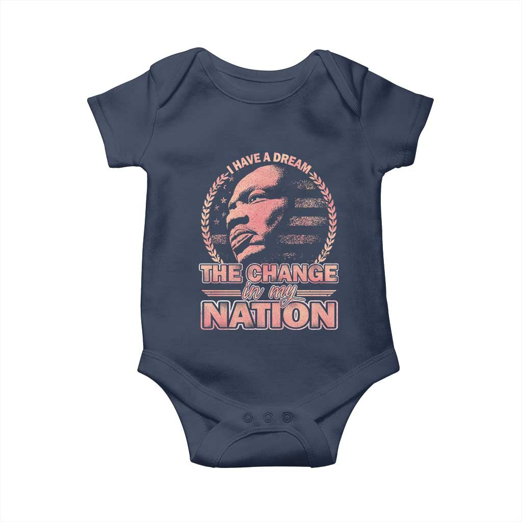 Martin Luther King Baby Onesie Retro Black History Month Civil Rights TS10 Navy Print Your Wear