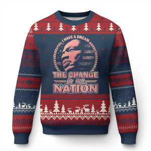 Martin Luther King Ugly Christmas Sweater Retro Black History Month Civil Rights TS10 Navy Red Print Your Wear