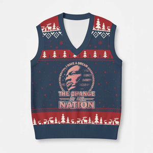 Martin Luther King V-Neck Knit Sweater Vest Retro Black History Month Civil Rights TS10 Navy Red Print Your Wear