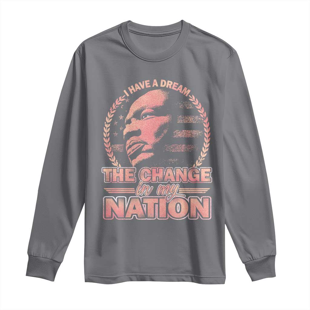 Martin Luther King Long Sleeve Shirt Retro Black History Month Civil Rights TS10 Charcoal Print Your Wear