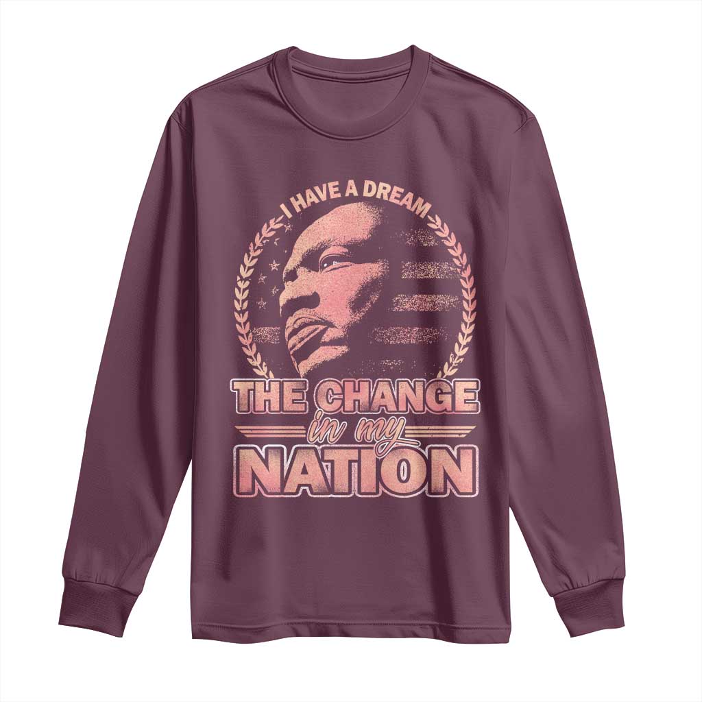 Martin Luther King Long Sleeve Shirt Retro Black History Month Civil Rights TS10 Maroon Print Your Wear