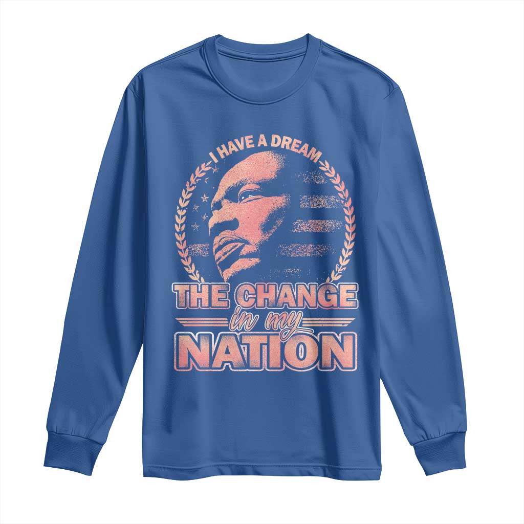 Martin Luther King Long Sleeve Shirt Retro Black History Month Civil Rights TS10 Royal Blue Print Your Wear