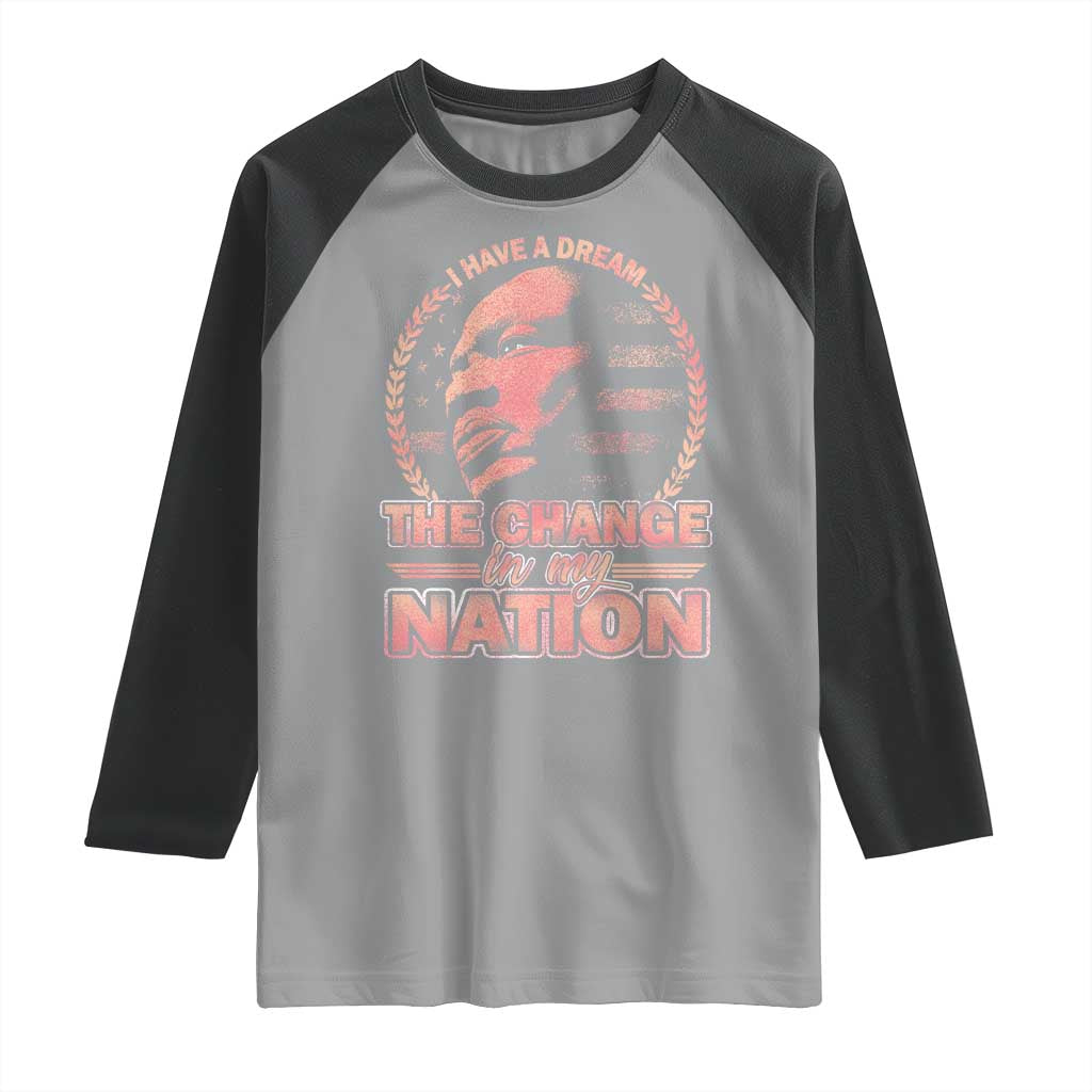 Martin Luther King Raglan Shirt Retro Black History Month Civil Rights TS10 Sport Gray Black Print Your Wear