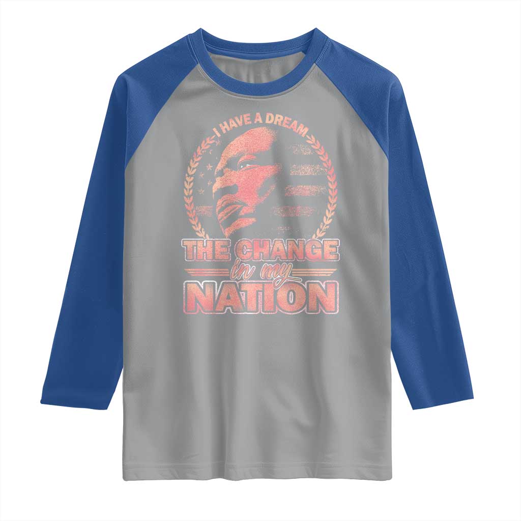 Martin Luther King Raglan Shirt Retro Black History Month Civil Rights TS10 Sport Gray Royal Print Your Wear