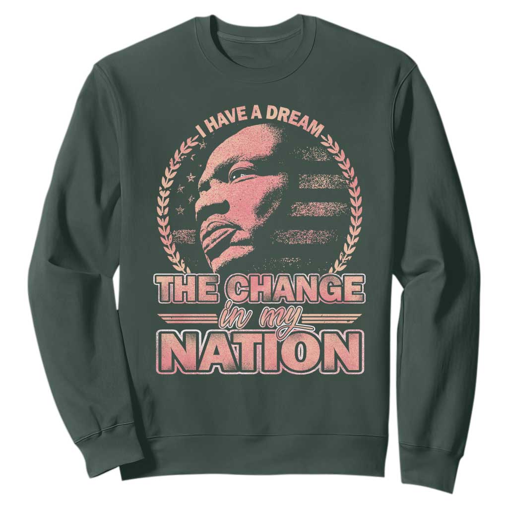 Martin Luther King Sweatshirt Retro Black History Month Civil Rights TS10 Dark Forest Green Print Your Wear