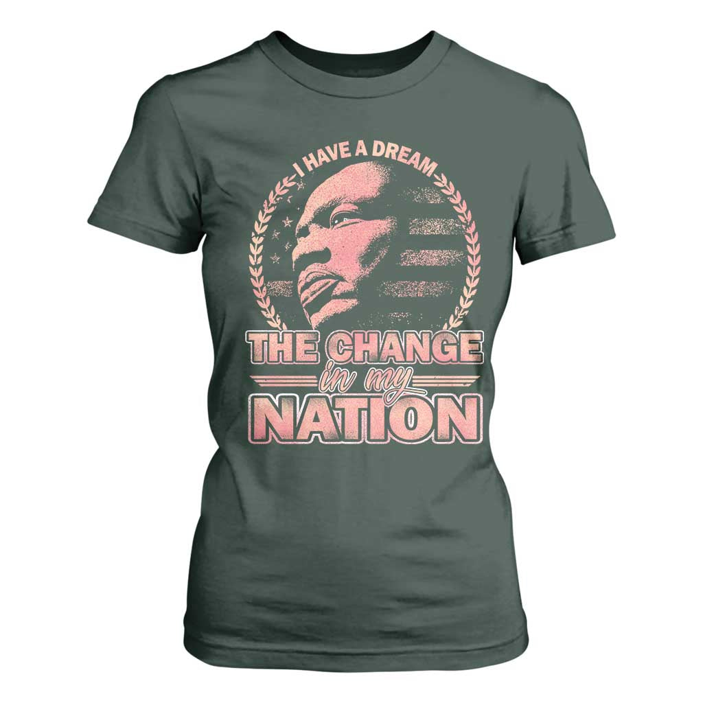 Martin Luther King T Shirt For Women Retro Black History Month Civil Rights TS10 Dark Forest Green Print Your Wear
