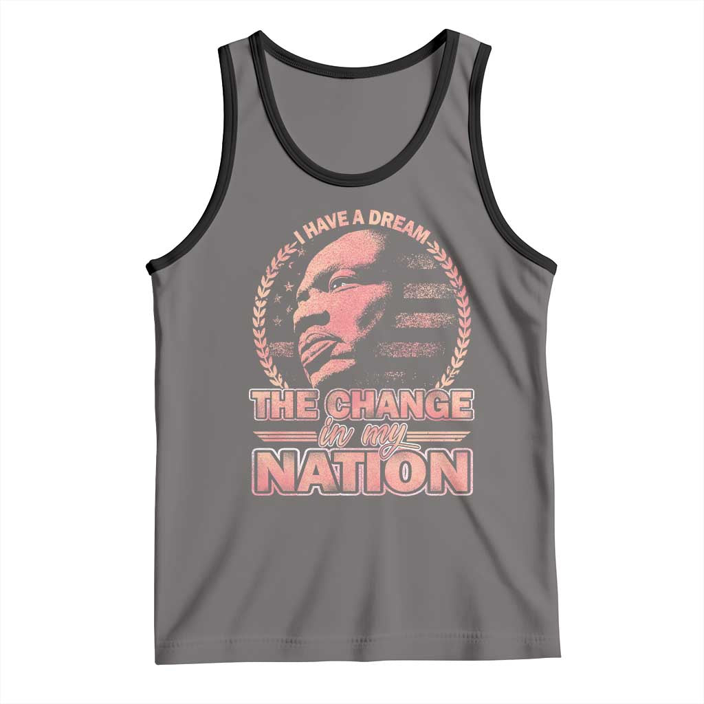 Martin Luther King Tank Top Retro Black History Month Civil Rights TS10 Deep Heather Black Print Your Wear