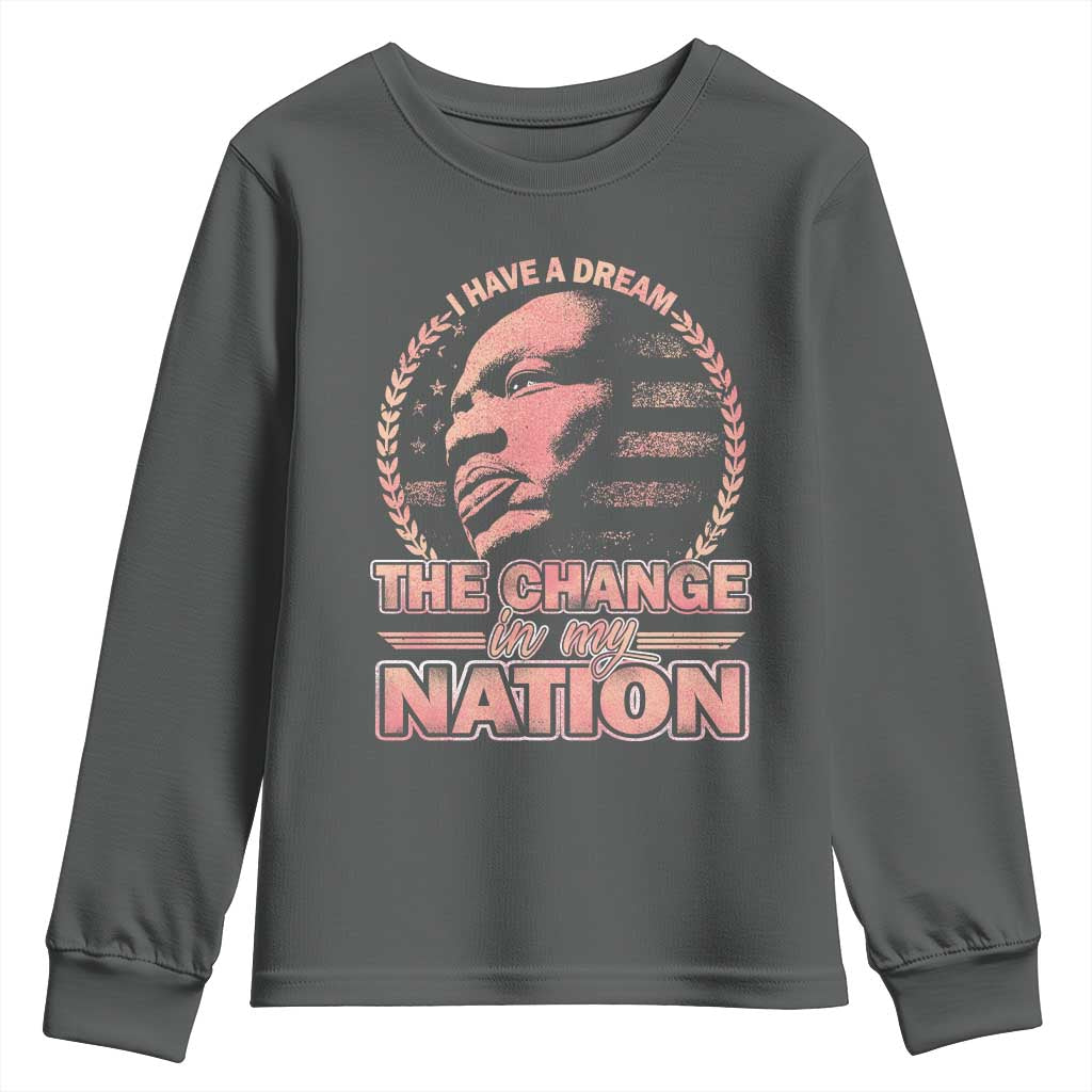Martin Luther King Youth Sweatshirt Retro Black History Month Civil Rights TS10 Dark Heather Print Your Wear