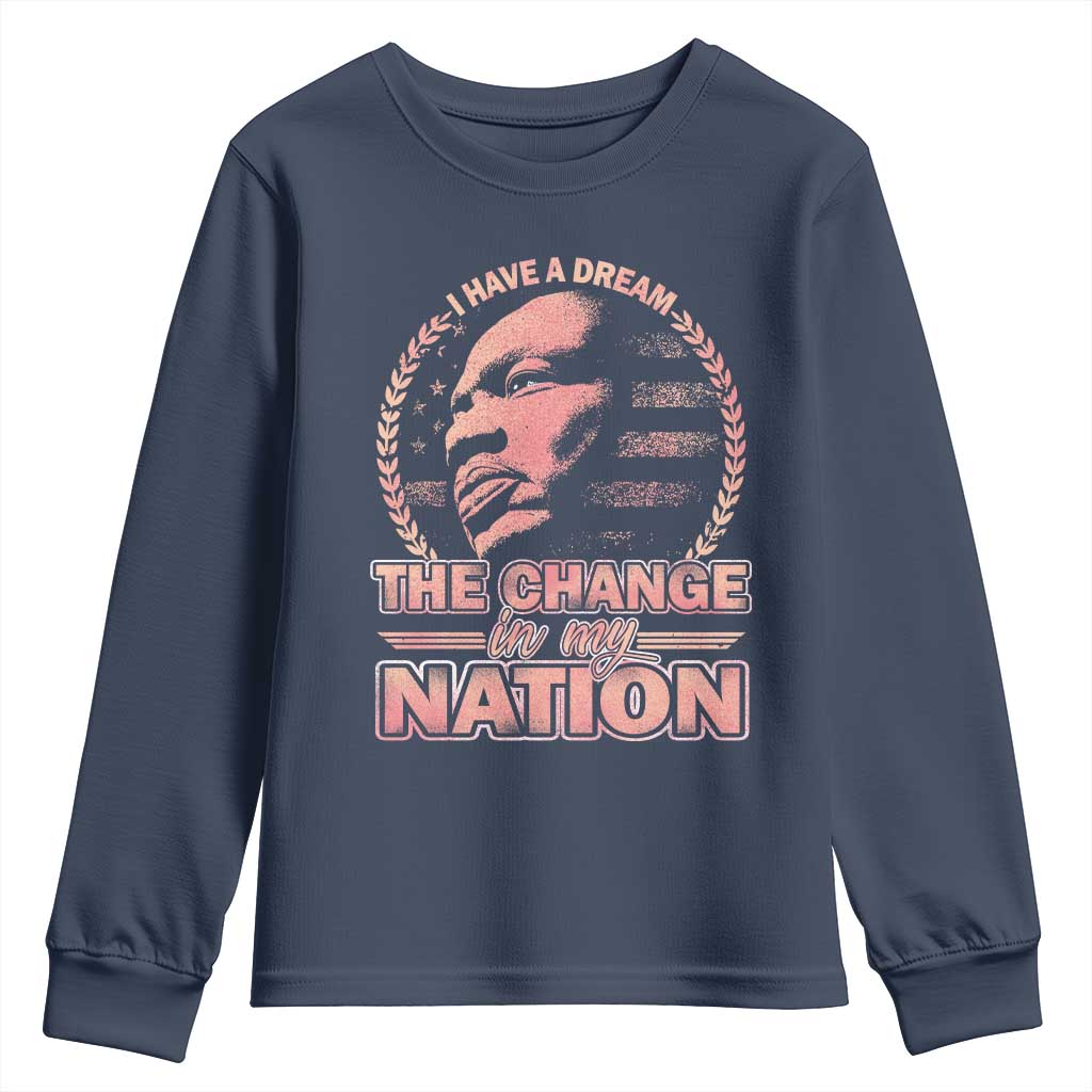 Martin Luther King Youth Sweatshirt Retro Black History Month Civil Rights TS10 Navy Print Your Wear