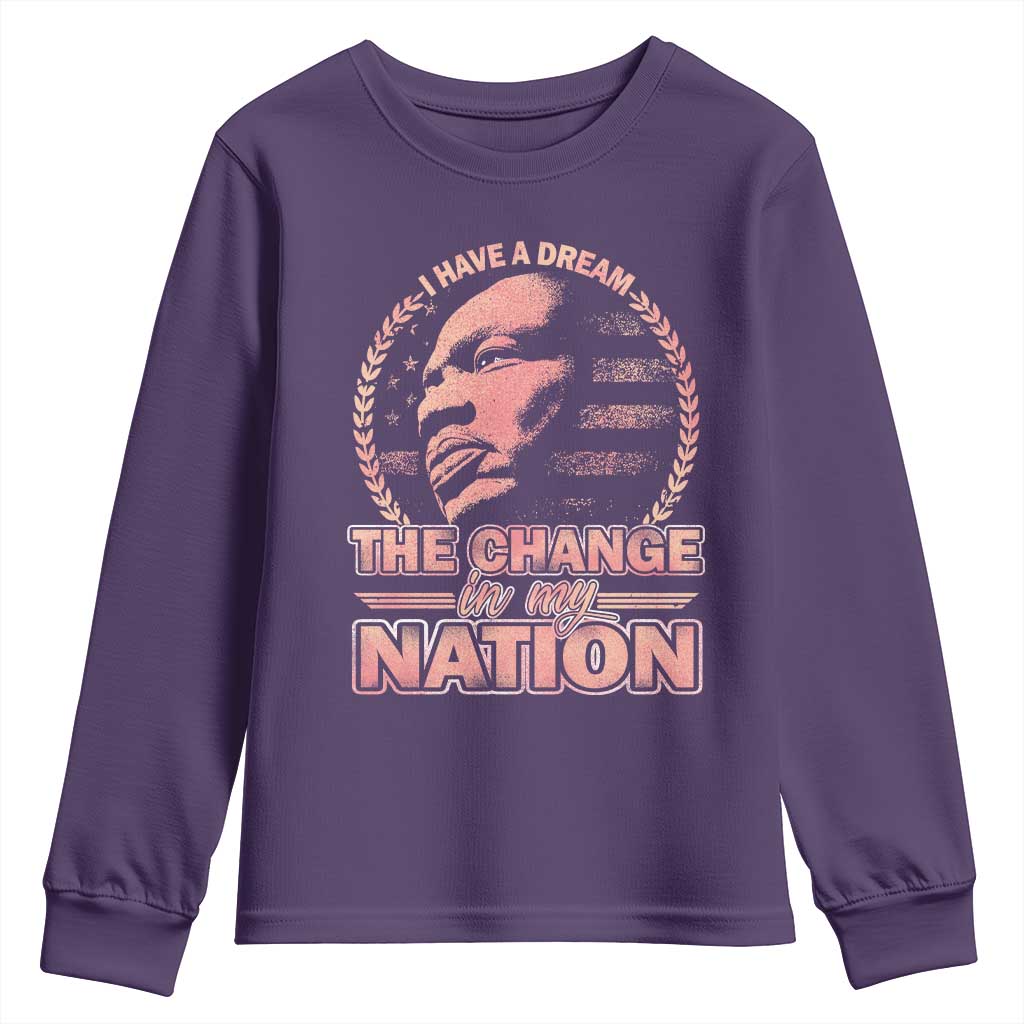 Martin Luther King Youth Sweatshirt Retro Black History Month Civil Rights TS10 Purple Print Your Wear