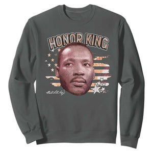 Martin Luther King Jr. Sweatshirt MLK Day Black History Month American Flag TS10 Dark Heather Print Your Wear