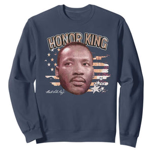 Martin Luther King Jr. Sweatshirt MLK Day Black History Month American Flag TS10 Navy Print Your Wear