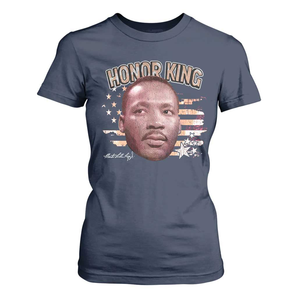 Martin Luther King Jr. T Shirt For Women MLK Day Black History Month American Flag TS10 Navy Print Your Wear