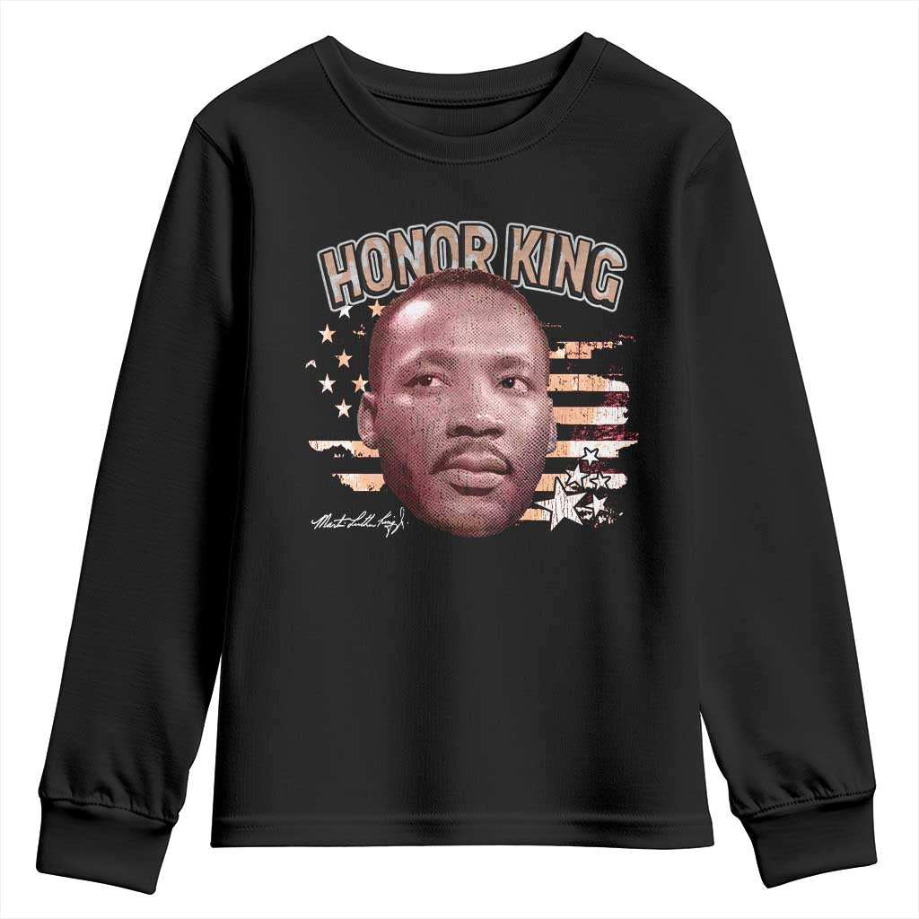 Martin Luther King Jr. Youth Sweatshirt MLK Day Black History Month American Flag TS10 Black Print Your Wear