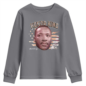 Martin Luther King Jr. Youth Sweatshirt MLK Day Black History Month American Flag TS10 Charcoal Print Your Wear