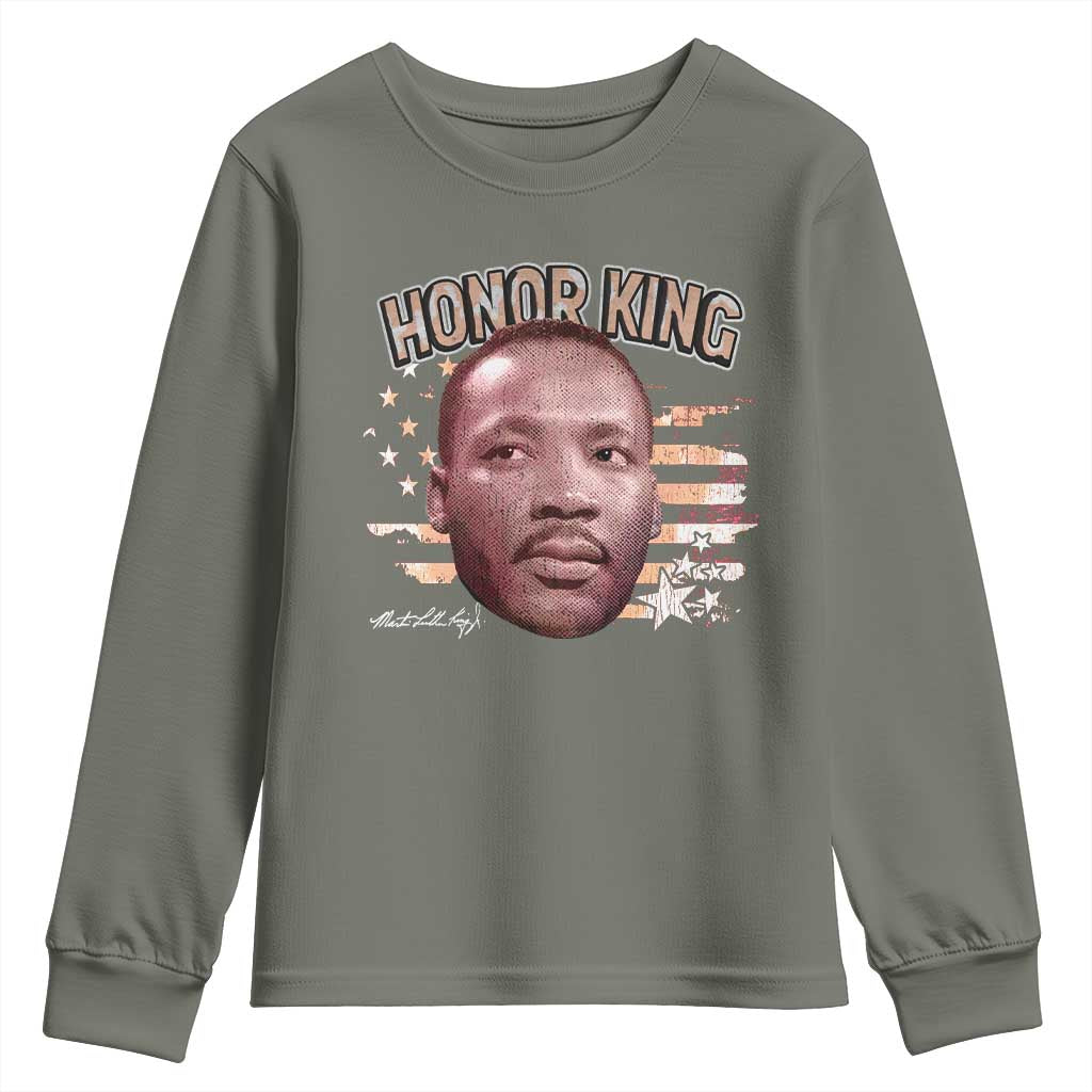 Martin Luther King Jr. Youth Sweatshirt MLK Day Black History Month American Flag TS10 Military Green Print Your Wear
